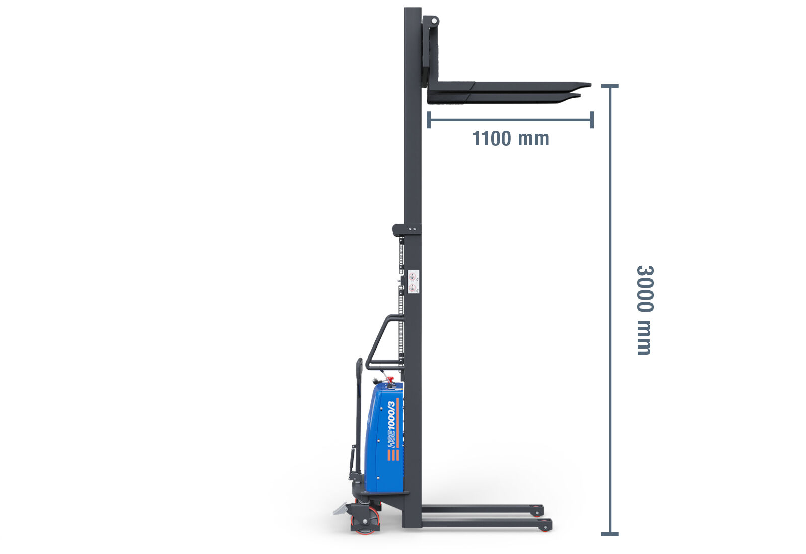 Carrello elevatore semi-elettrico HSE1000/3, merce B, altezza di  sollevamento 85 - 3.000 mm, capacità di carico 1.000 kg, SolidHub