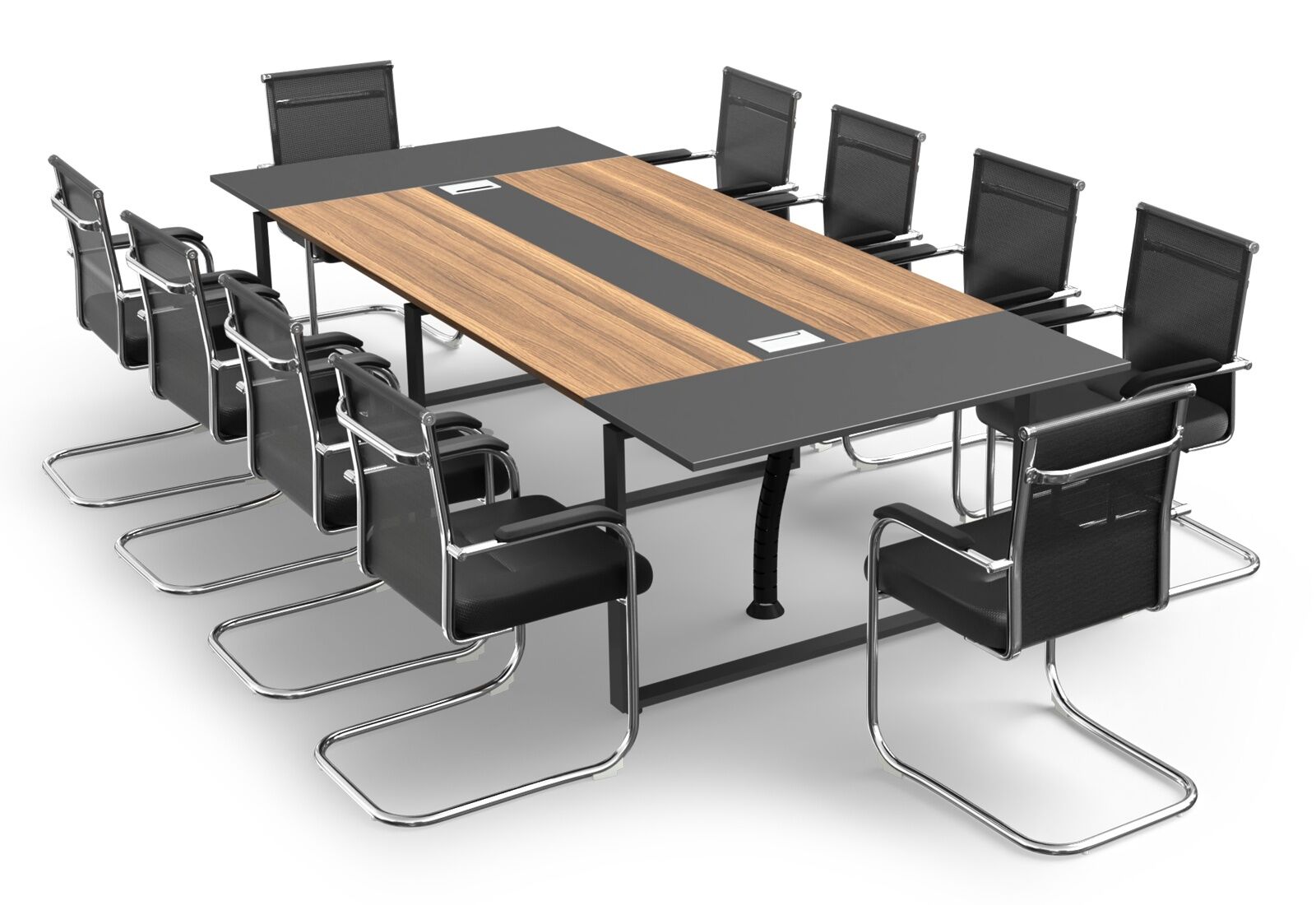 Grey conference outlet table