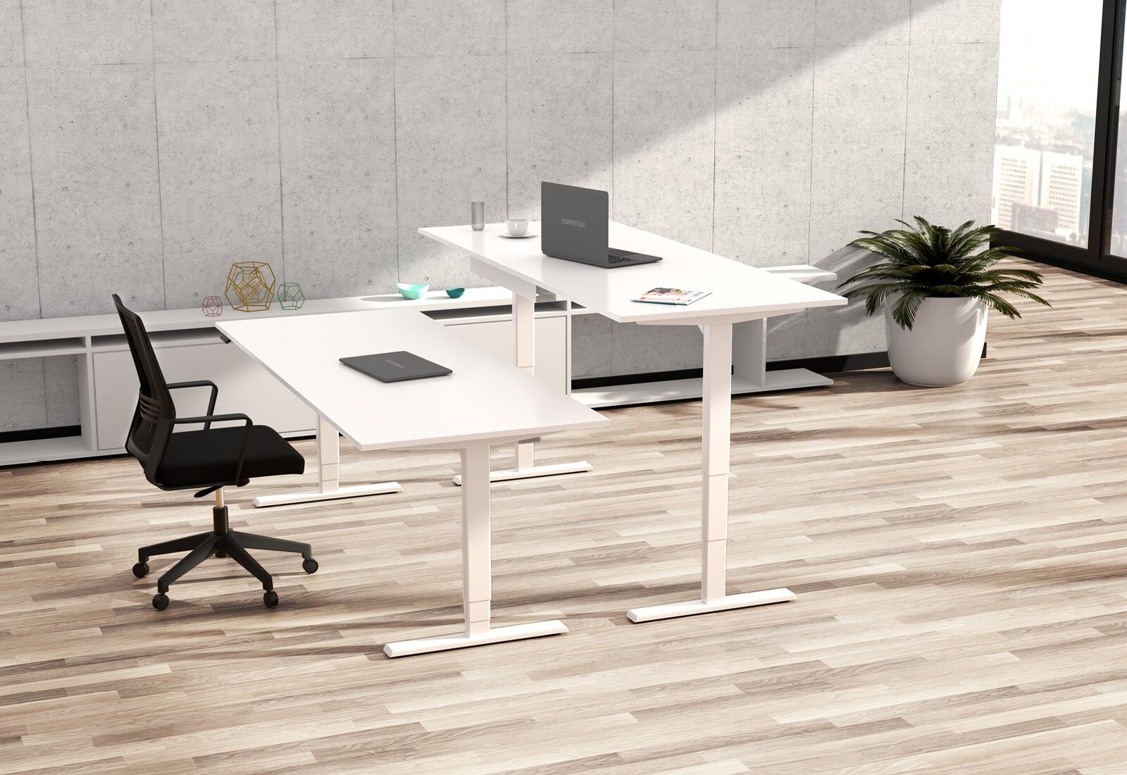 Electric height adjustable desk MILLA200 white 2.000 mm x 800 mm