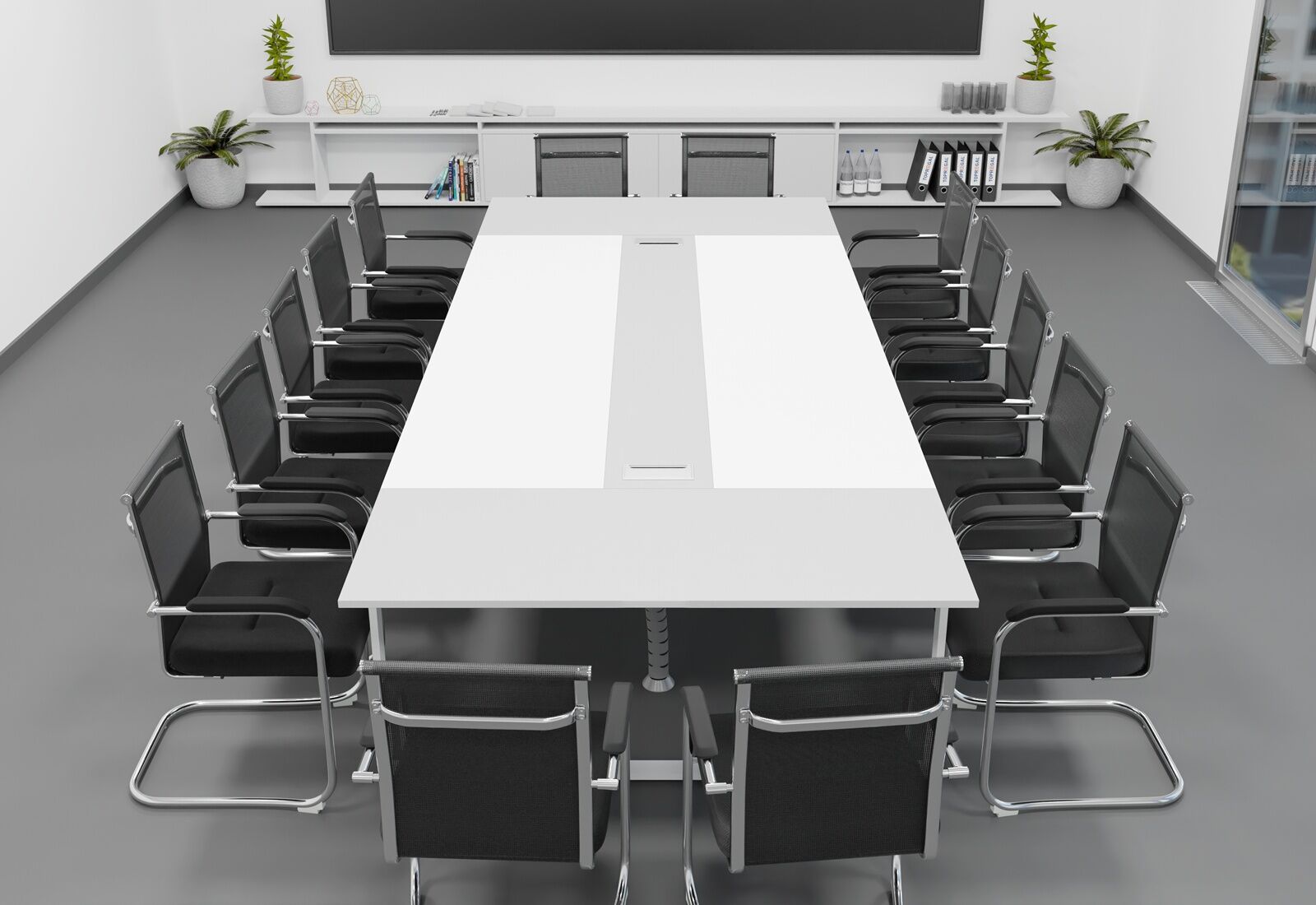 White conference store room table