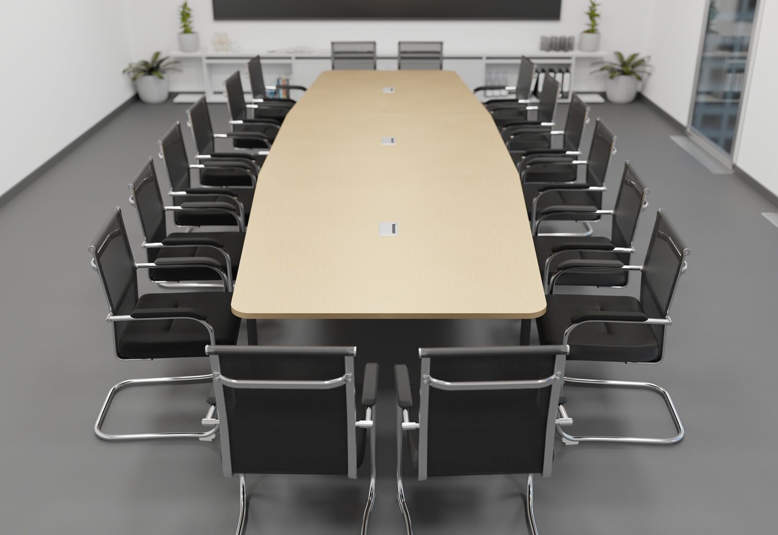 ELLA480 Conference table beige with cable duct 16 Chairs MARINA