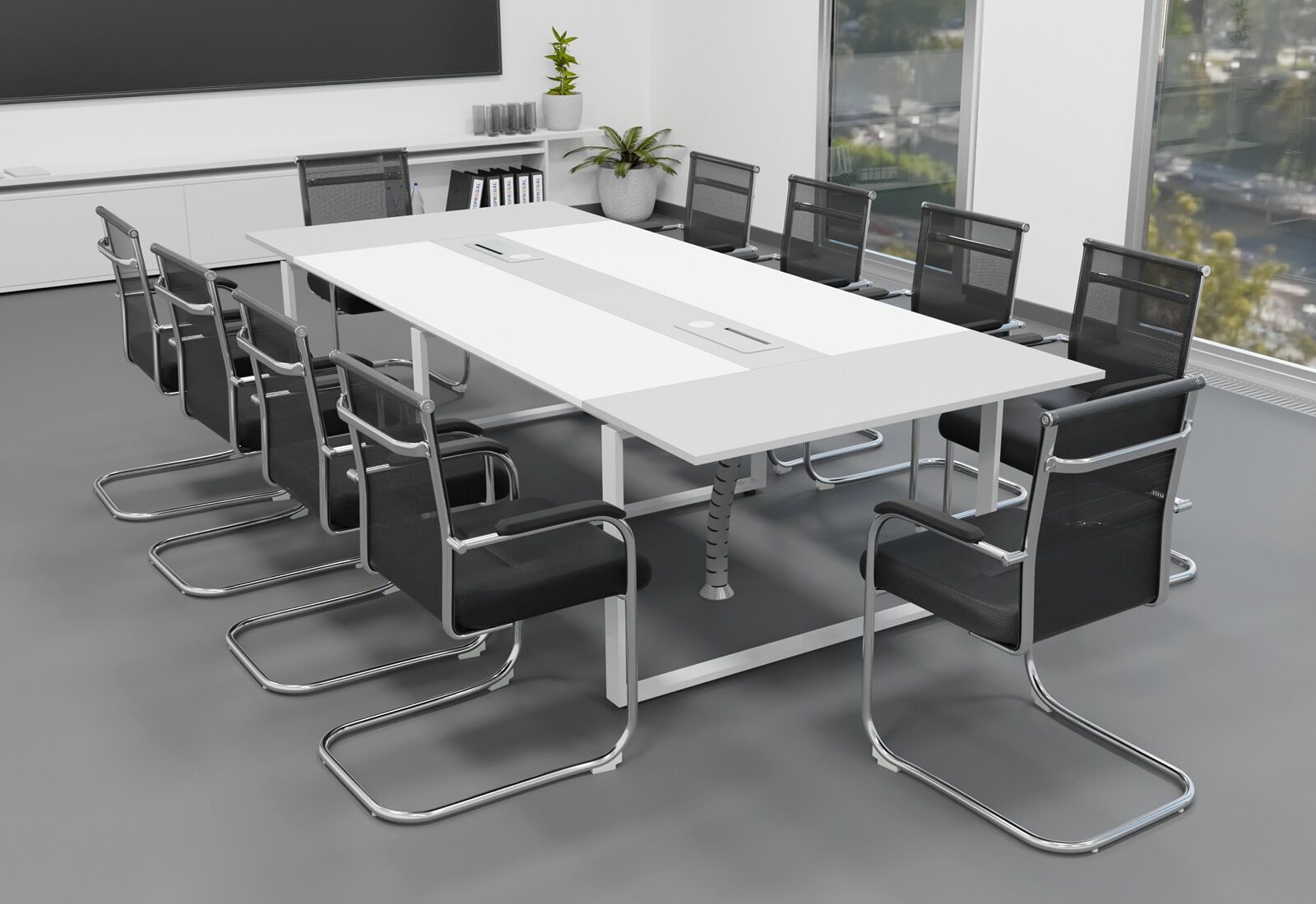 White modern conference deals table