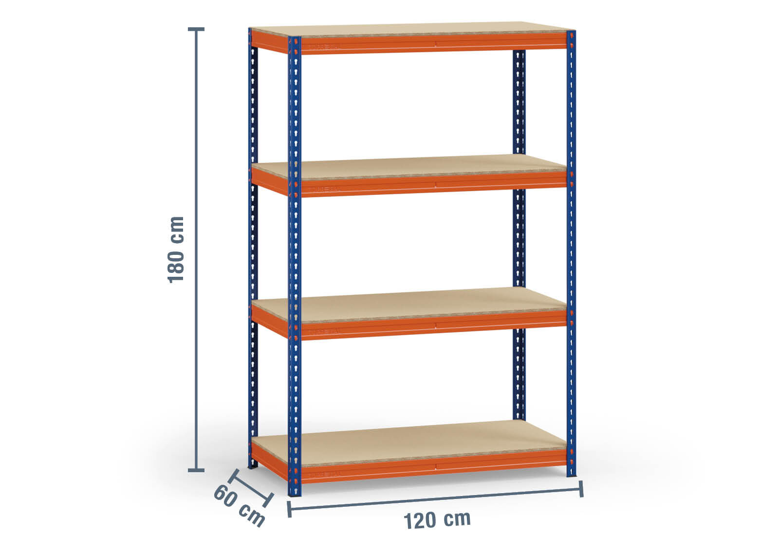 1 2 m shelving rack FB500 60 cm deep 1 8 m high 4 levels