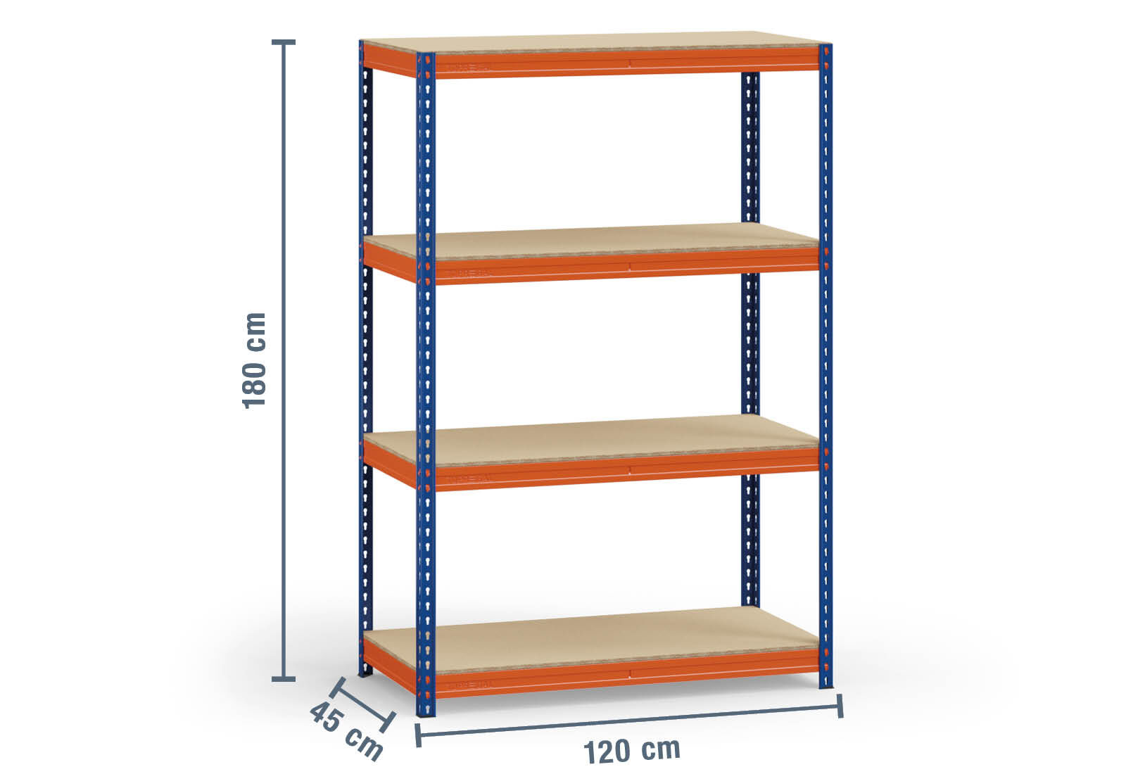 1 2 m shelving rack FB500 45 cm deep 1 8 m high 4 levels rack layer wood compartment load capacity 500 kg