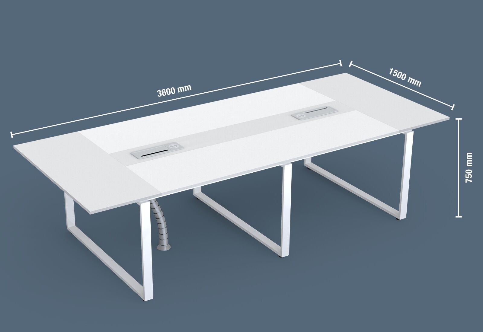 Conference table ANJA360i light grey white with induction charging