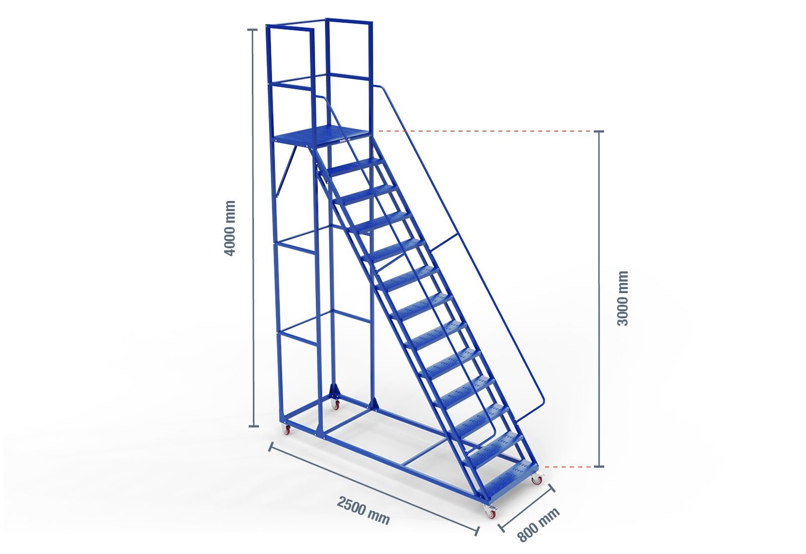 Mobile stairs with shop platform