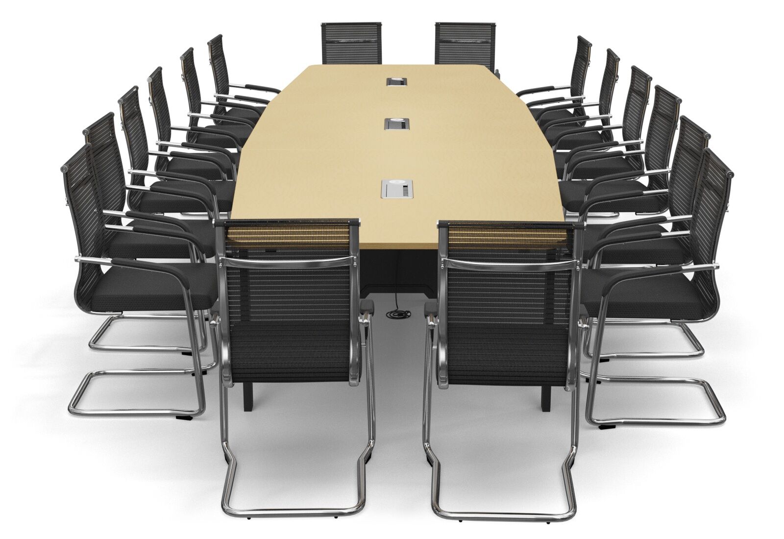 ELLA480i Conference table beige with induction charging station 16 chairs MARINA