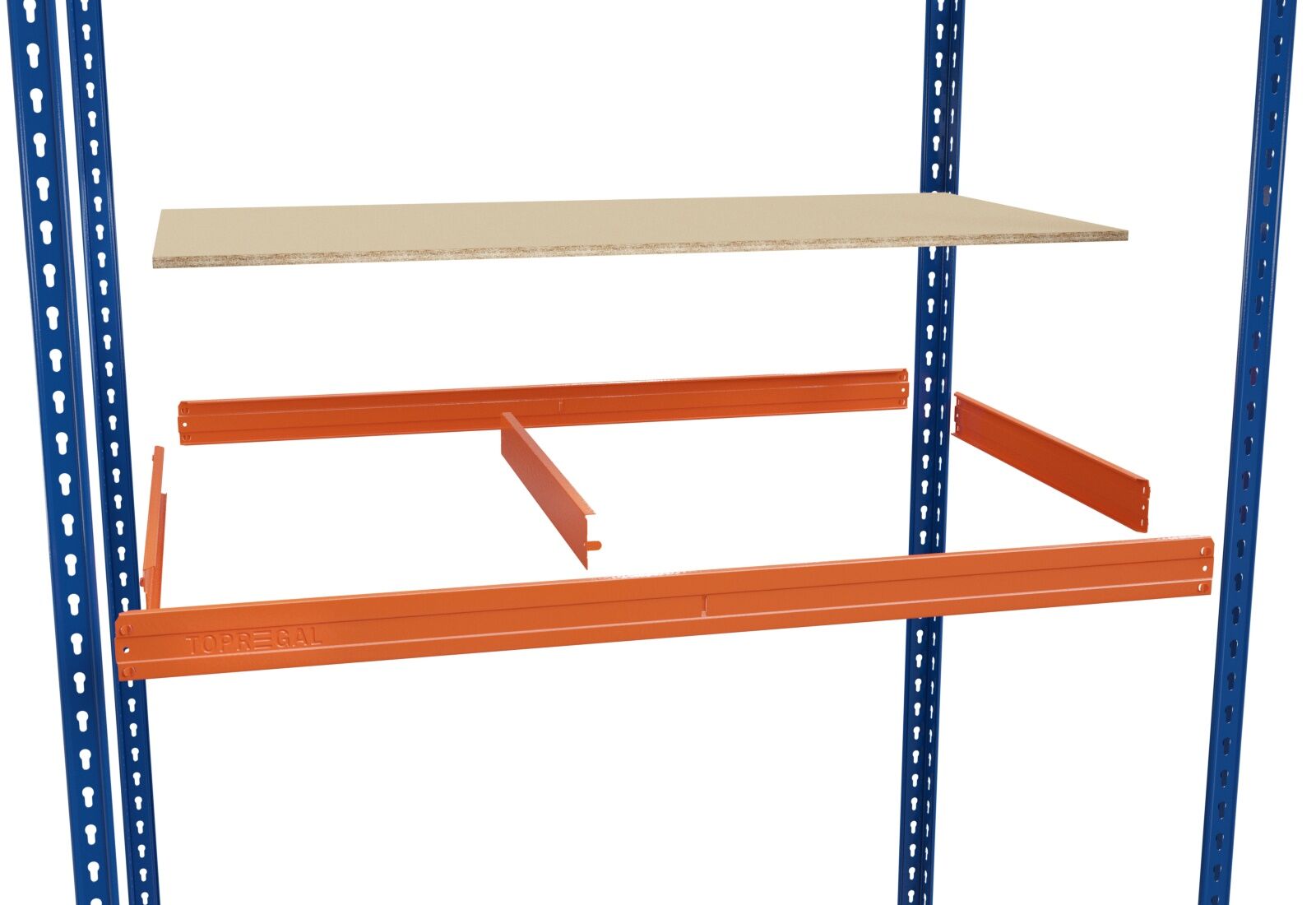 1,2 m shelving rack FB500 / 60 cm deep / 1,8 m high / 4 levels / rack layer  wood / compartment load capacity 500 kg