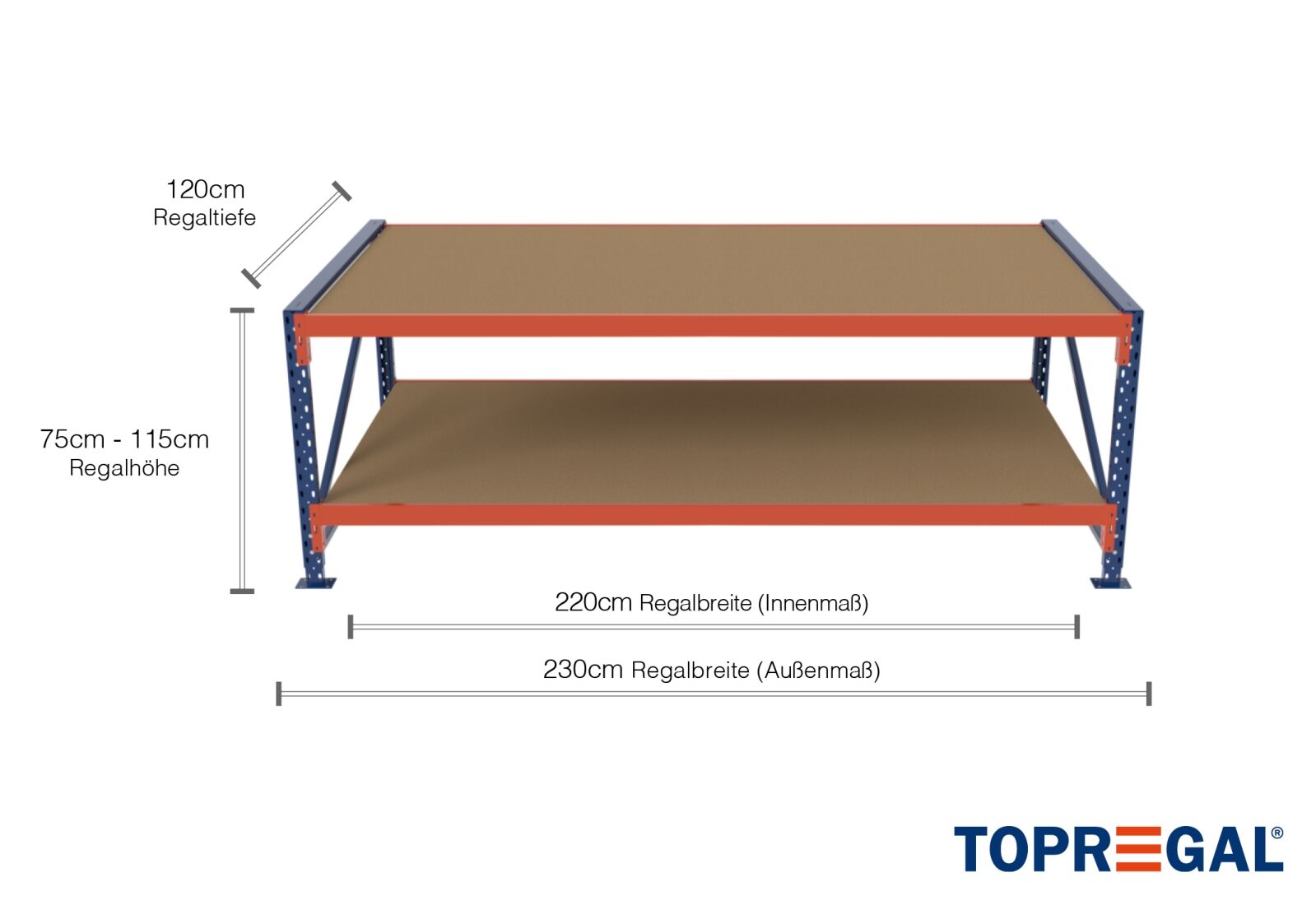 2,3 m Worktable basic table MFW1000-AT / 120 cm deep / 750
