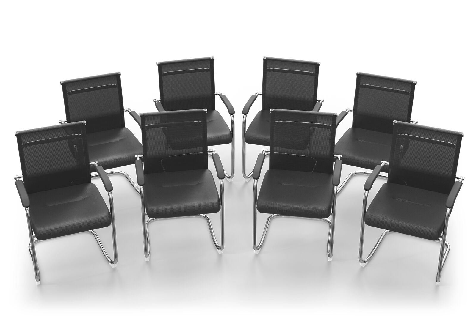 8 sedie da conferenza / sedie per visitatori MARINA, nere