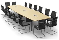 ELLA480i Dark conference table with induction charging station + 16 MARINA  chairs