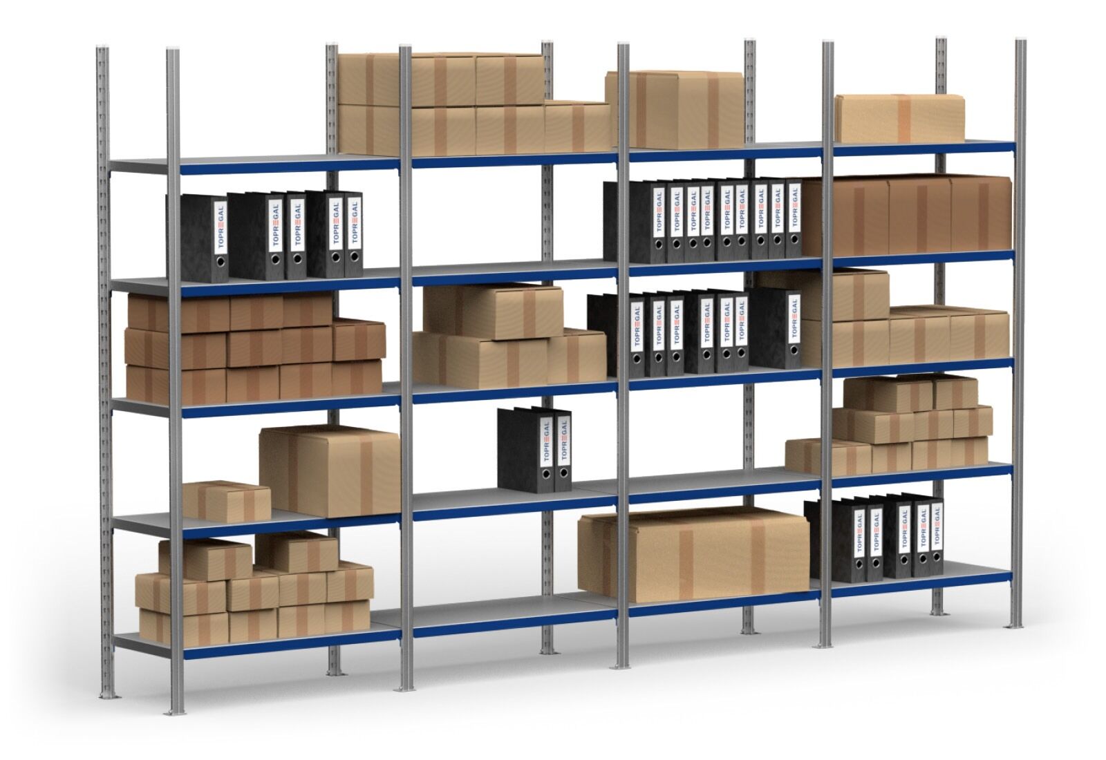 10 m shelving rack FB200 50 cm deep 3 m high 5 levels rack layer steel compartment load capacity 200 kg