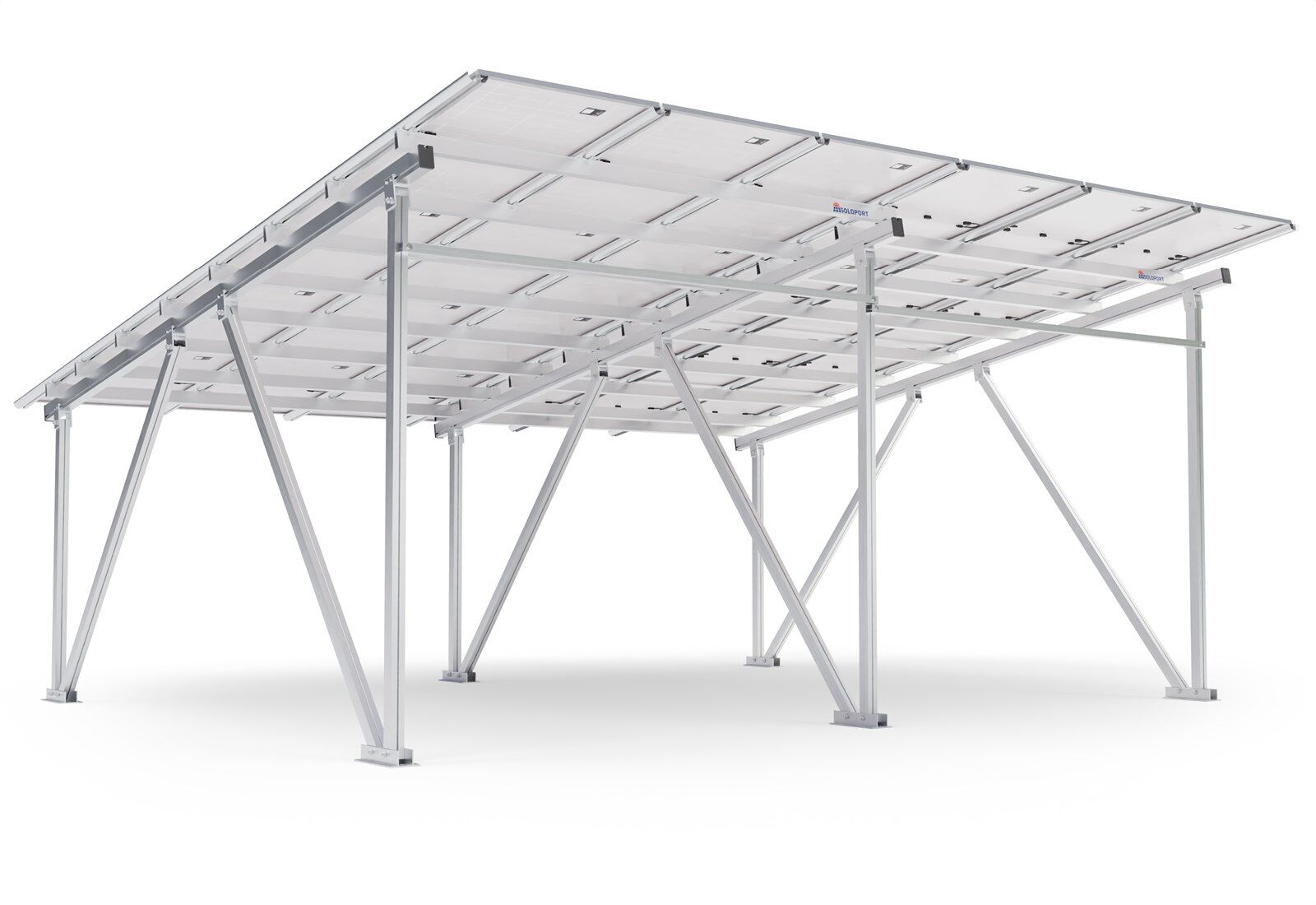 Extension carport with solar panels SPG5-A incl. 12 solar panels, aluminum, clearance  height 2.200 mm, SoloPort
