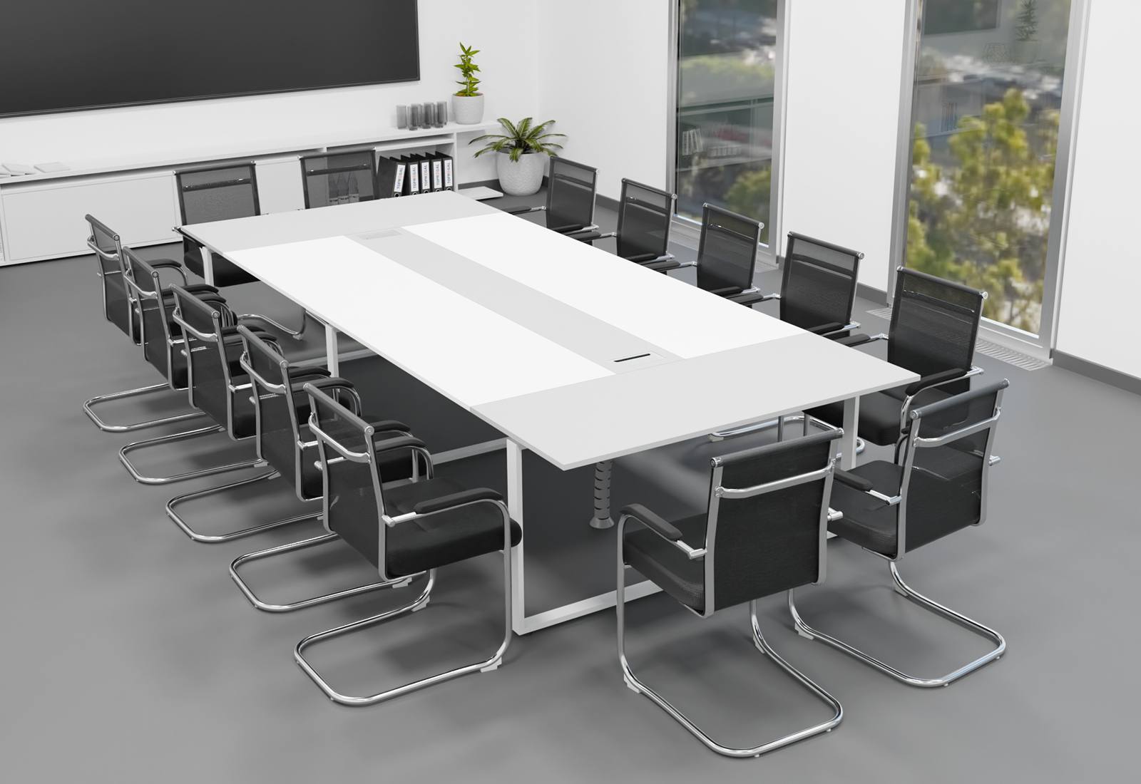 White conference table shop and chairs