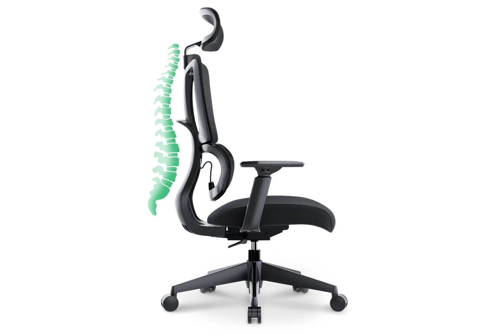 Ergonomic office chair LENA with lumbar support in black by
