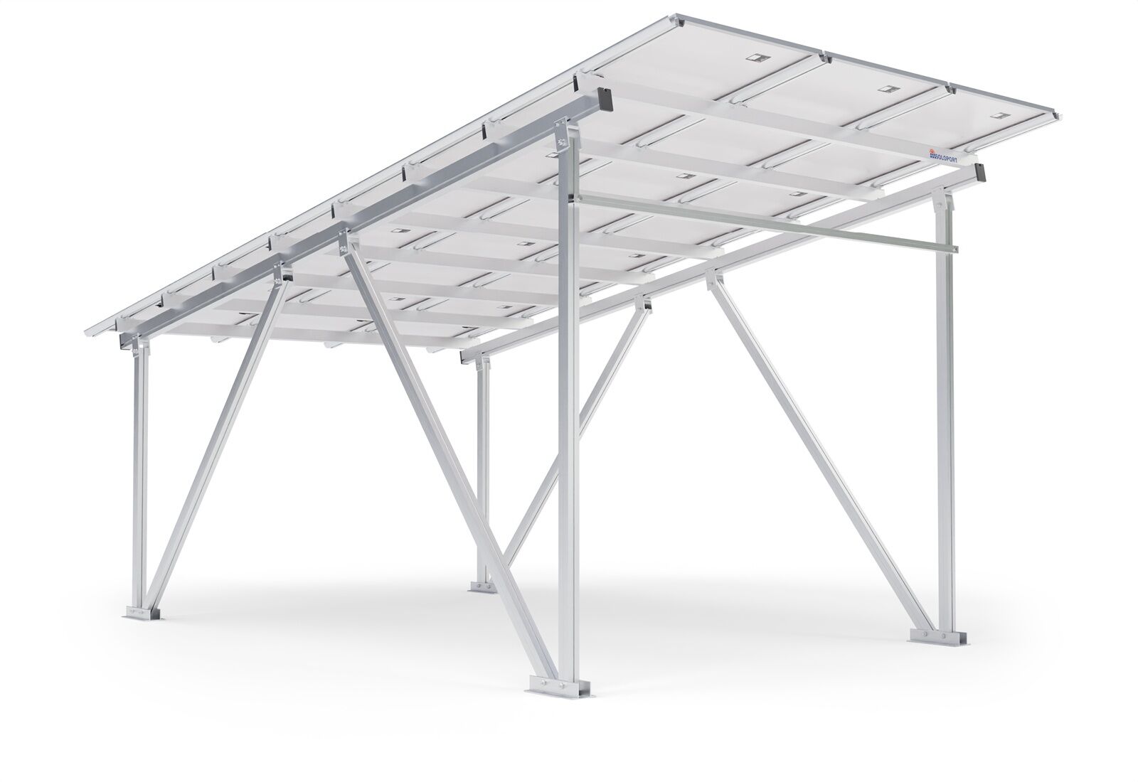 Solar carport frame SPG5 including 12 solar panels, aluminum, clearance  height 2.200 mm, SoloPort