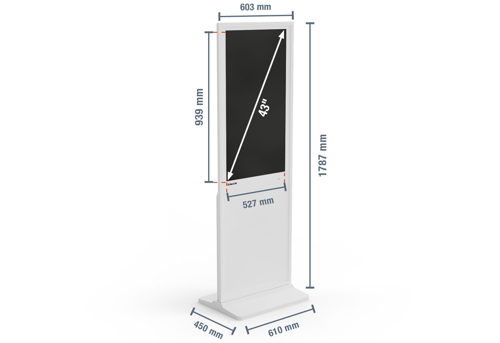 Digital display totem DKST-LED43 with touchscreen, White, 43