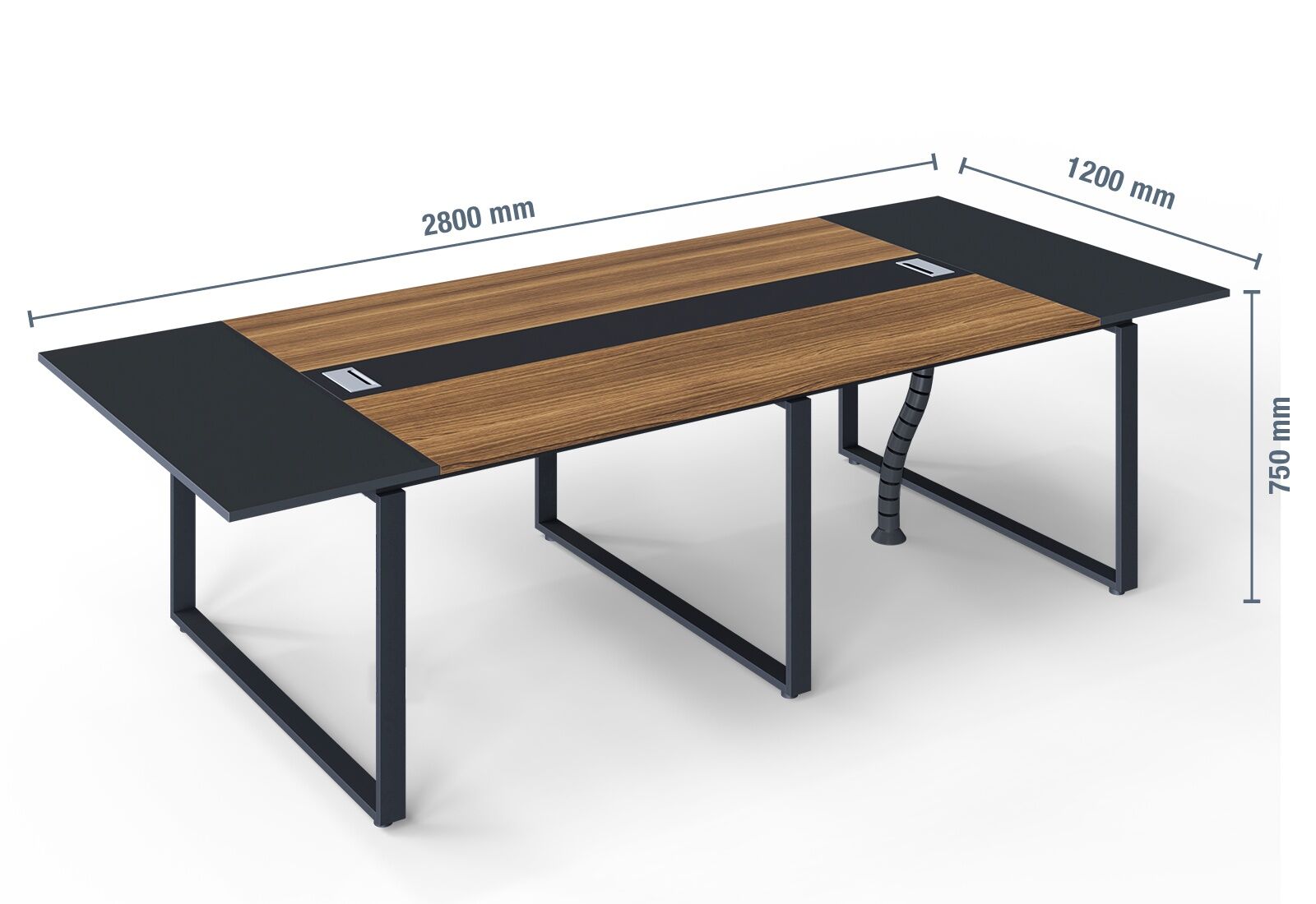 Conference table set ANJA280 in grey-walnut brown + 10 MARINA chairs