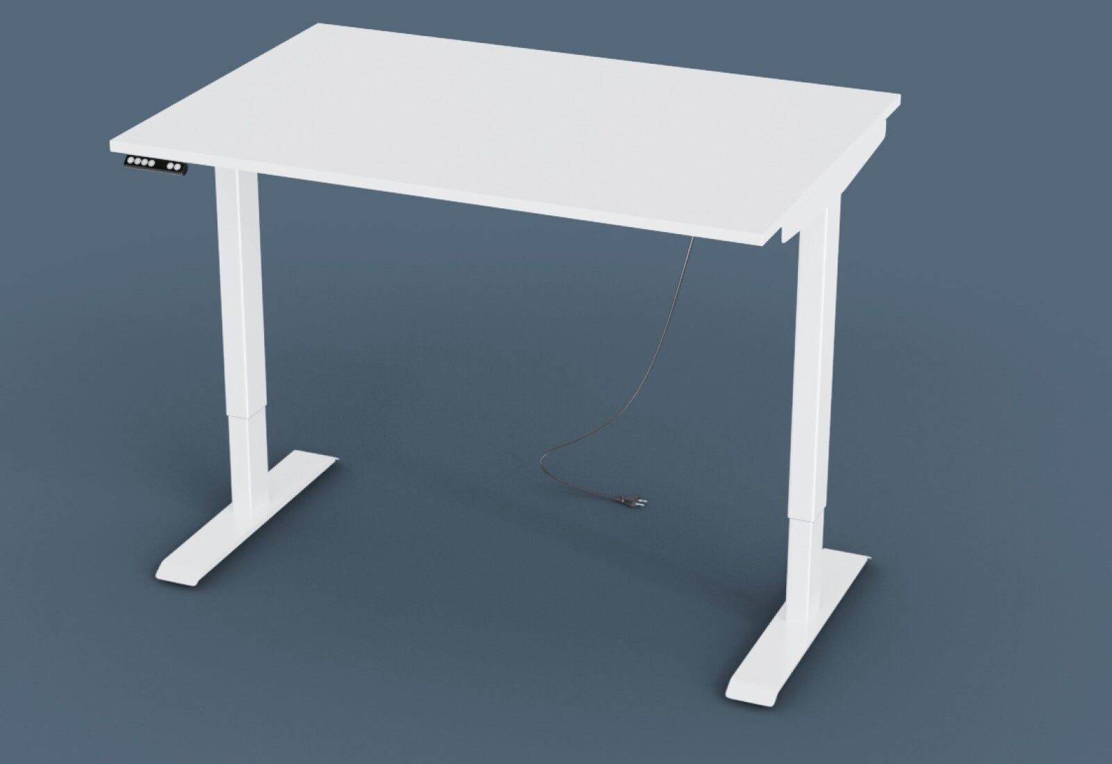 Table de bureau réglable en hauteur électrique en mélamine blanche 16